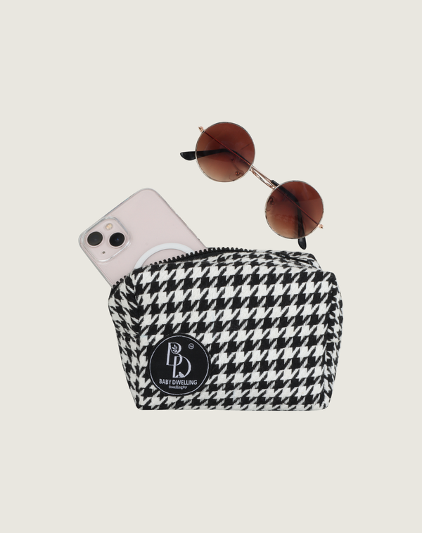 Haven Pouch Black&White Houndstooth